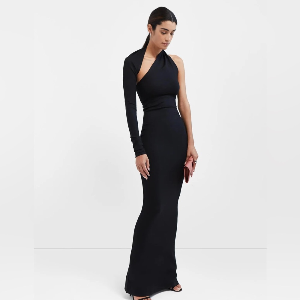 Marcella NYC, Manhattan One Shoulder Gown- Black, Size S.